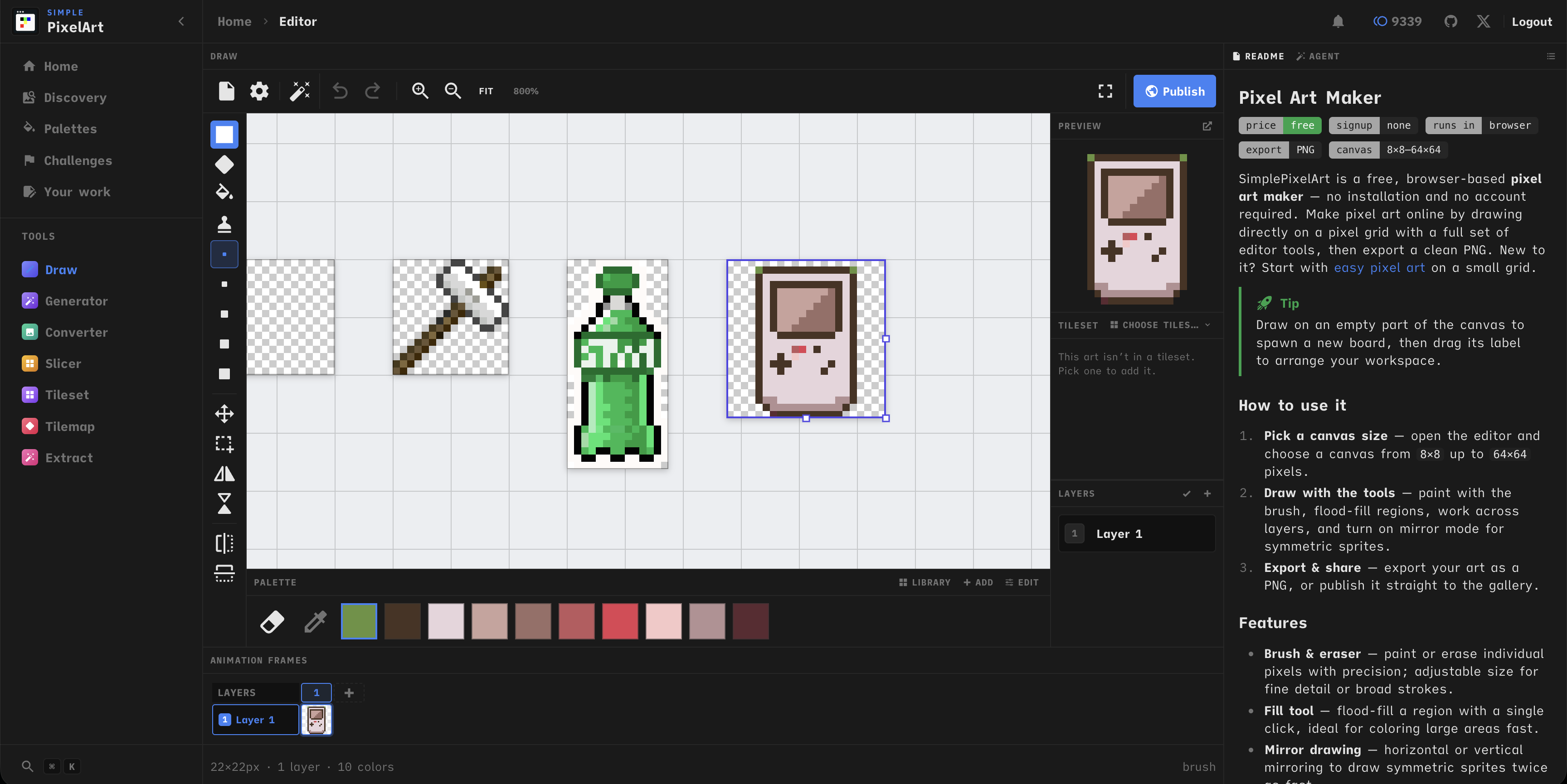 Simple Pixel Art Editor | Pixel Art Software on Lospec