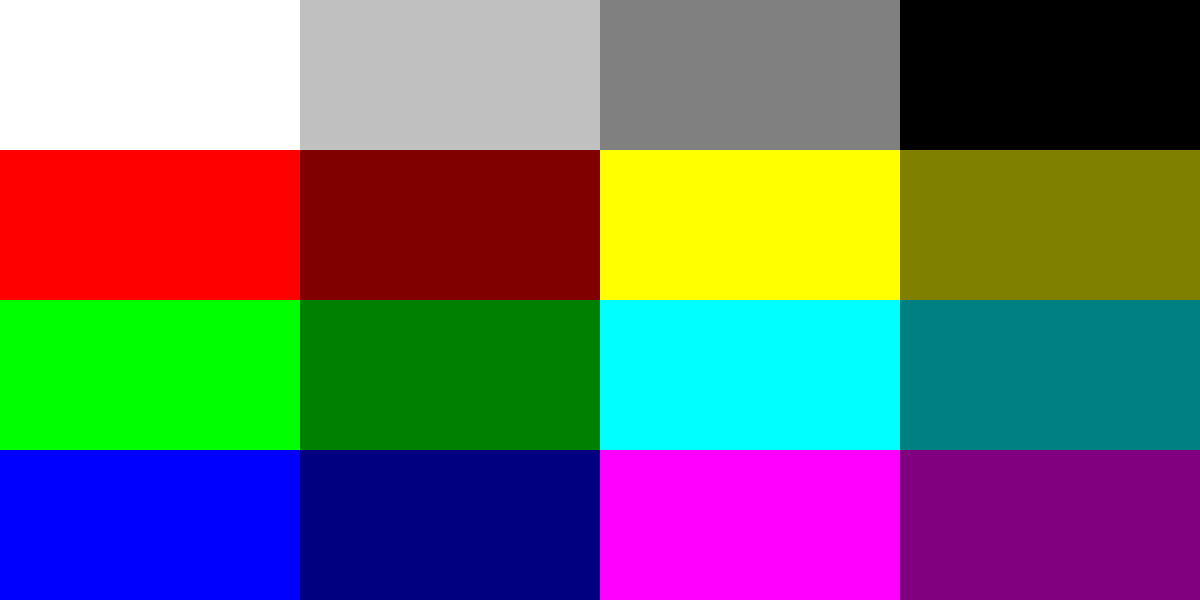 Basic Web Colors Palette