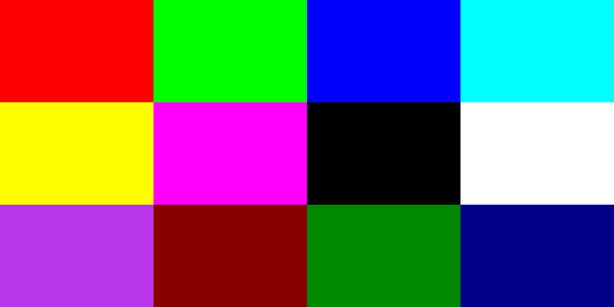 Pure RGBCYMKW Palette