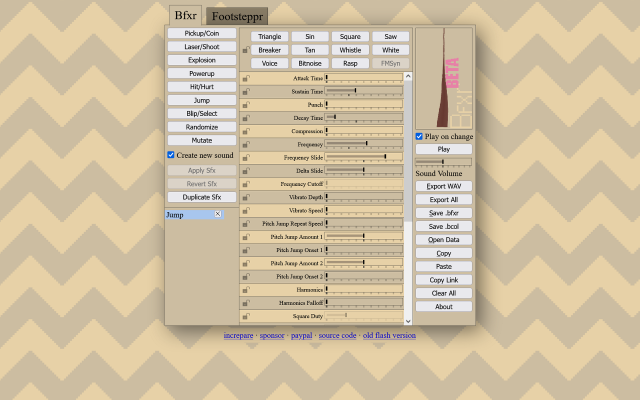 Bfxr screenshot