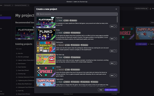 GDevelop screenshot