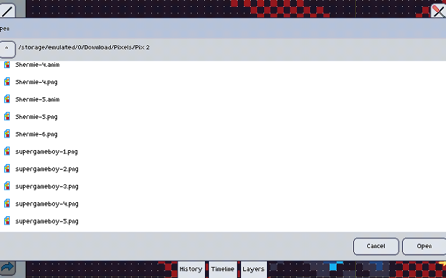 Pixly Open File Screen