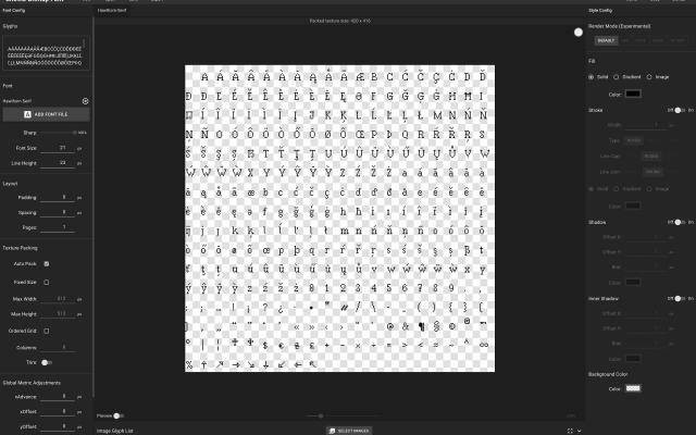 interface of the editor